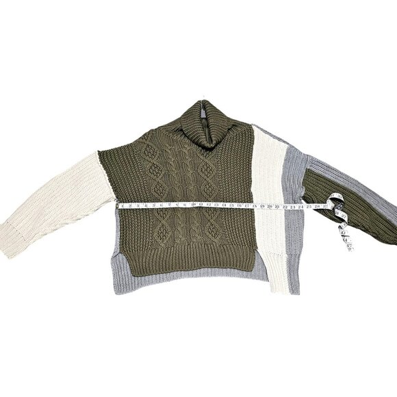 Colorblock Turtleneck Cable Knit Sweater By Whiteroom + Cactus S Acrylic & Cotto - Picture 6 of 7